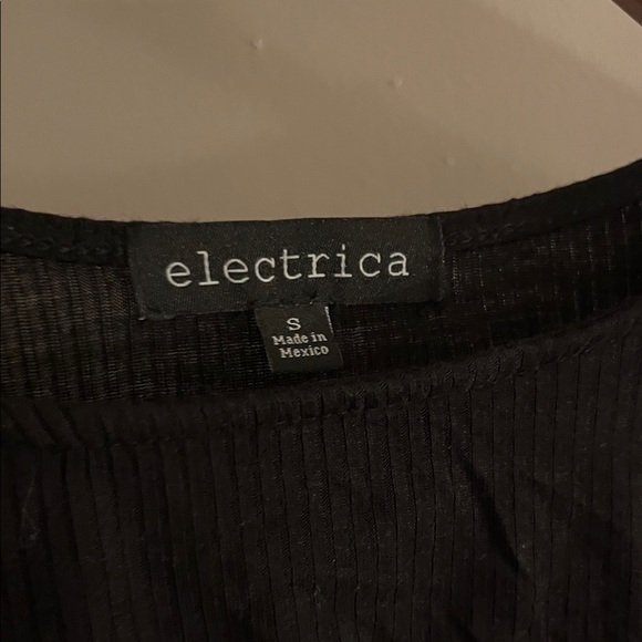 Electric Family Black Ribbed Long Sleeve Cutout Top - Picture 2 of 3